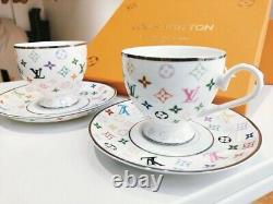 Louis Vuitton Monogram Porcelain Tea Set Of Two Luxury Cups and Saucers