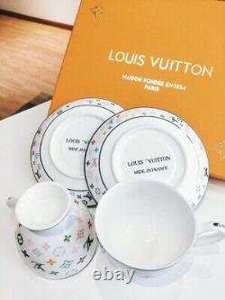 Louis Vuitton Monogram Porcelain Tea Set Of Two Luxury Cups and Saucers