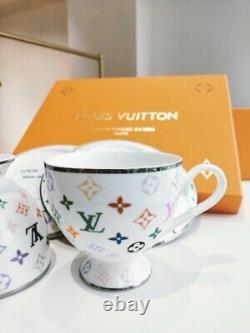 Louis Vuitton Monogram Porcelain Tea Set Of Two Luxury Cups and Saucers