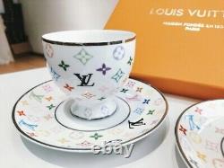 Louis Vuitton Monogram Porcelain Tea Set Of Two Luxury Cups and Saucers