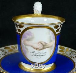 M127 C1834 Fine Royal Vienna Porcelain Cup & Saucer Lion Terminal Handle
