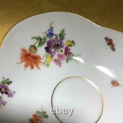 MEISSEN #88 Old Flower Bouquets Insects Cup Saucer
