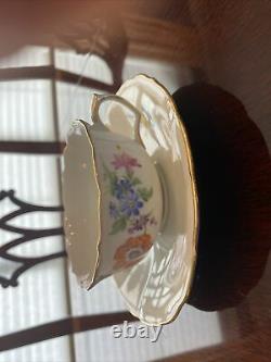 MEISSEN Hand Painted FLOWERS Porcelain COFFEE CUP & Saucer