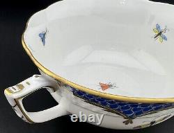 MINT HEREND Rothschild Bird BLUE BORDER Cup & Saucer Set