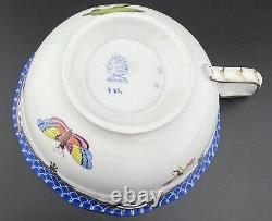 MINT HEREND Rothschild Bird BLUE BORDER Cup & Saucer Set
