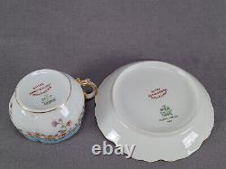 MR Limoges Pink Blue & Yellow Floral & Double Gold Demitasse Cup & Saucer B
