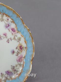 MR Limoges Pink Blue & Yellow Floral & Double Gold Demitasse Cup & Saucer B