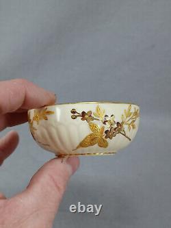 Mansard Paris Limoges Raised Gold Floral Pink & Ivory Demitasse Cup & Saucer