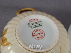 Mansard Paris Limoges Raised Gold Floral Pink & Ivory Demitasse Cup & Saucer