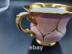 Meissen B-Form Pink Porcelain Cup & Saucer Set VERY RARE