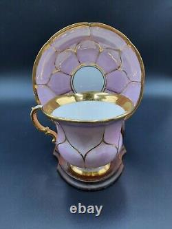Meissen B-Form Pink Porcelain Cup & Saucer Set VERY RARE