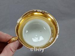 Meissen Biediermeier Style Yellow & Gold Scrollwork Tea Cup & Saucer C. 1860-1924