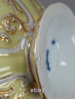 Meissen Biediermeier Style Yellow & Gold Scrollwork Tea Cup & Saucer C. 1860-1924