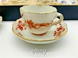 Meissen Boxed Set Porcelain Six Demitasse Cups & Saucers Chinese Dragon Pattern