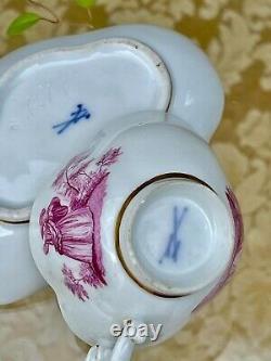 Meissen Cup And Saucer 18th Small Size Fabulous Galant Scene Decor
