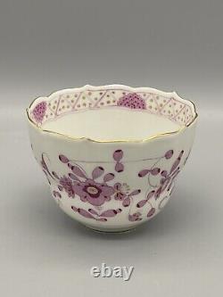 Meissen Demitasse Cup & Saucer Pink Indian Flowers Porcelain Gold Trim