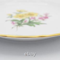 Meissen Flowers Yellow Butterblume Cup Saucer Plate Hand Painted Porcelain Gold