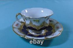 Meissen German Porcelain Cobalt Blue & Gold Cup And Saucer