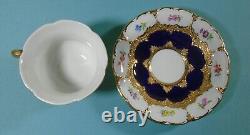 Meissen German Porcelain Cobalt Blue & Gold Cup And Saucer