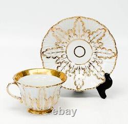 Meissen Germany Gilt Porcelain Cup and Saucer Leaf Decoration early 20th cen