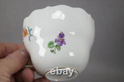 Meissen Hand Painted Flowers & Gold Entwined Handle Tea Cup & Saucer F