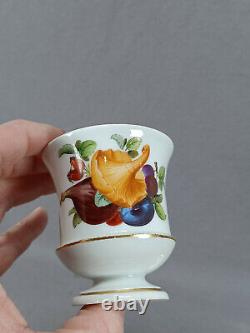 Meissen Hand Painted Mushroom Fig Fruits & Gold Cup & Saucer Circa 1817-1824