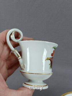 Meissen Hand Painted Mushroom Fig Fruits & Gold Cup & Saucer Circa 1817-1824