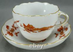 Meissen Hand Painted Red & Gold Court Dragon Tea Cup & Saucer C