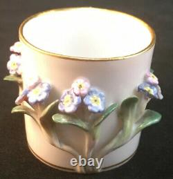 Meissen Miniature Porcelain Cup & Saucer Applied Flowers