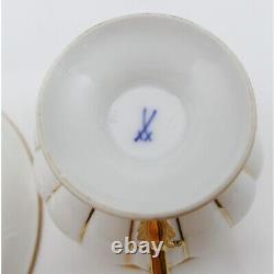 Meissen Opulent Golden Baroque Gold Leaf Porcelain Footed Cup & Saucer 2 Items