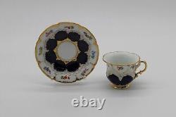 Meissen Porcelain B-Form Full Size Cup & Saucer in Cobalt Blue, 1st Quality