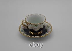 Meissen Porcelain B-Form Full Size Cup & Saucer in Cobalt Blue, 1st Quality