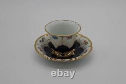 Meissen Porcelain B-Form Full Size Cup & Saucer in Cobalt Blue, 1st Quality