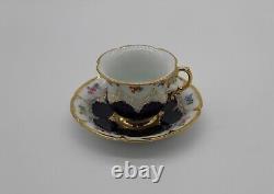 Meissen Porcelain B-Form Full Size Cup & Saucer in Cobalt Blue, 1st Quality