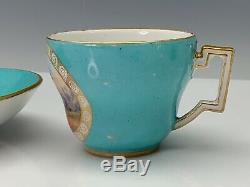 Meissen Porcelain Cup & Saucer Neoclassic Period Scenic Turquoise Ground c 1800