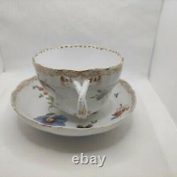 Meissen Porcelain Hand Painted Flower Tea Cup Saucer 1815