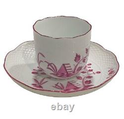 Meissen Porcelain Pink Kakiemon Asian Style Tea Cup & Saucer Set Vintage Rare