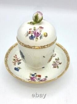 Meissen Porcelain trio Chocolate Cup And Saucer, 1740-1760