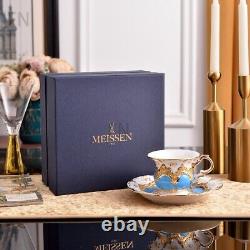 Meissen Single Tea Cup and Saucer Set Available In Eight Colors, Floral Design