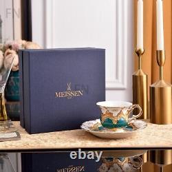 Meissen Single Tea Cup and Saucer Set Available In Eight Colors, Floral Design