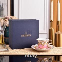 Meissen Single Tea Cup and Saucer Set Available In Eight Colors, Floral Design