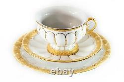 Meissen X form porcelain tea cup with saucer and dessert plate
