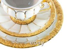 Meissen X form porcelain tea cup with saucer and dessert plate