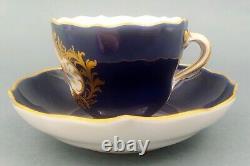 Meissen porcelain Demitasse Cup & Saucer set Flower Bouquet Cobalt Gold