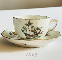Mint Herend Rothschild Bird (RO) Porcelain Demitasse Cup & Saucer Set Motif 02