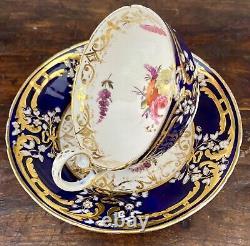 Minton Porcelain Cup and Saucer Sevres Style Cobalt Blue Heavy Gold Enameled