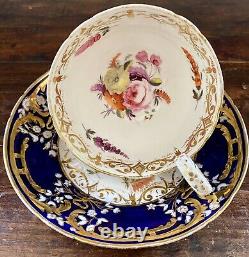 Minton Porcelain Cup and Saucer Sevres Style Cobalt Blue Heavy Gold Enameled