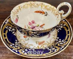 Minton Porcelain Cup and Saucer Sevres Style Cobalt Blue Heavy Gold Enameled