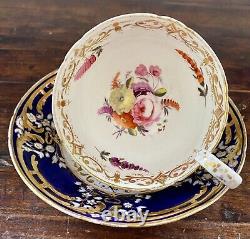 Minton Porcelain Cup and Saucer Sevres Style Cobalt Blue Heavy Gold Enameled