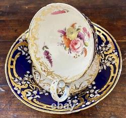 Minton Porcelain Cup and Saucer Sevres Style Cobalt Blue Heavy Gold Enameled